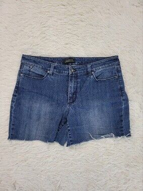 Talbots Sz 12 Denim Cut Off Shorts Womens Medium Wash Faded Raw Hem Blue Jeans